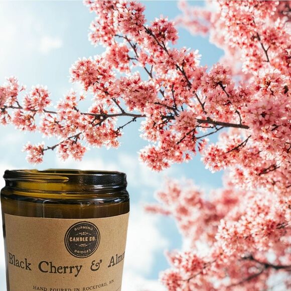 Black Cherry & Almond Hand Poured 7oz Candle - Picture 3 of 3